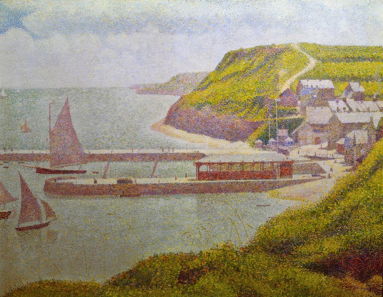 Porten-Bessin, yttre hamn, högvatten (Calvados) av Georges Seurat