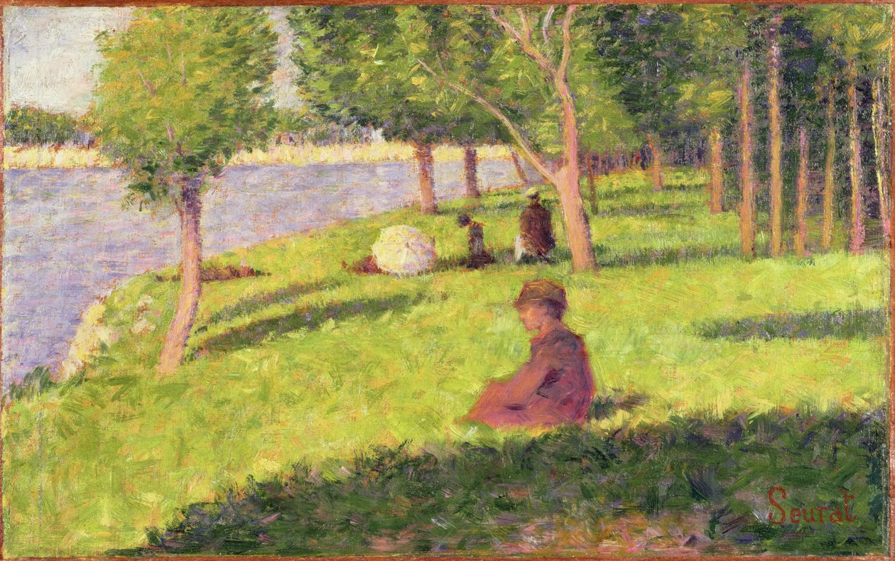 Sittande figurer, studera för en söndagseftermiddag på ön La Grande Jatte, 1884-85 (olja på träpanel) av Georges Seurat