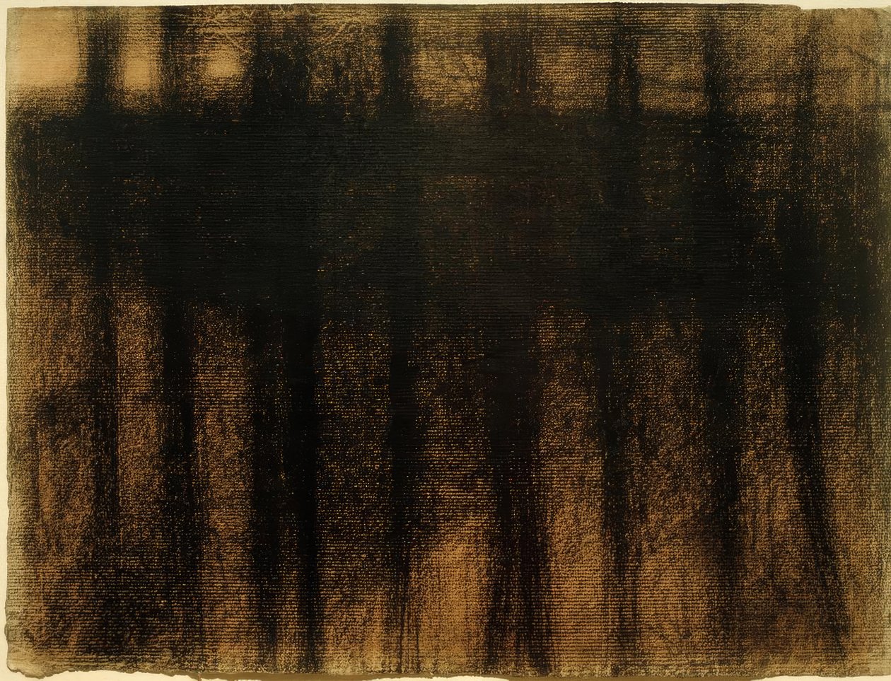 Trädstammar reflekteras i vatten (Baumstämme, sich ...) av Georges Seurat