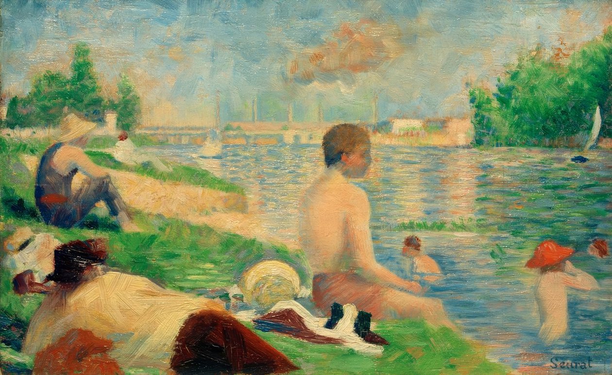 Simning, Asnières (Badeplatz Asnières / Finale Studie) av Georges Seurat