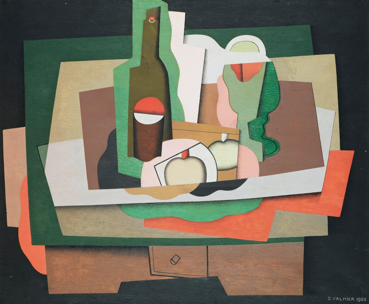 Stilleben på ett bord; Stilleben på ett bord, 1925 av Georges Valmier