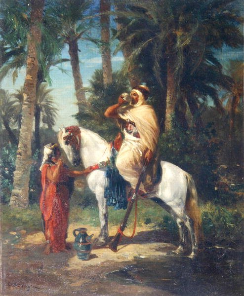 A Halted Horseman (olja på duk) av Georges Washington