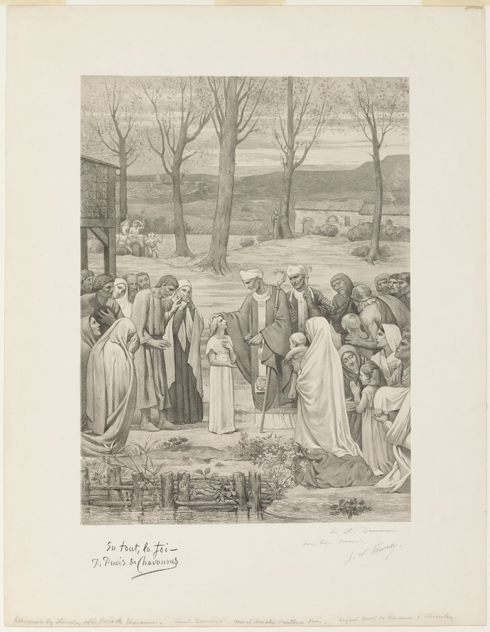 Den heliga Genevièves pastorala liv (mittpanelen) av Georges William Thornley