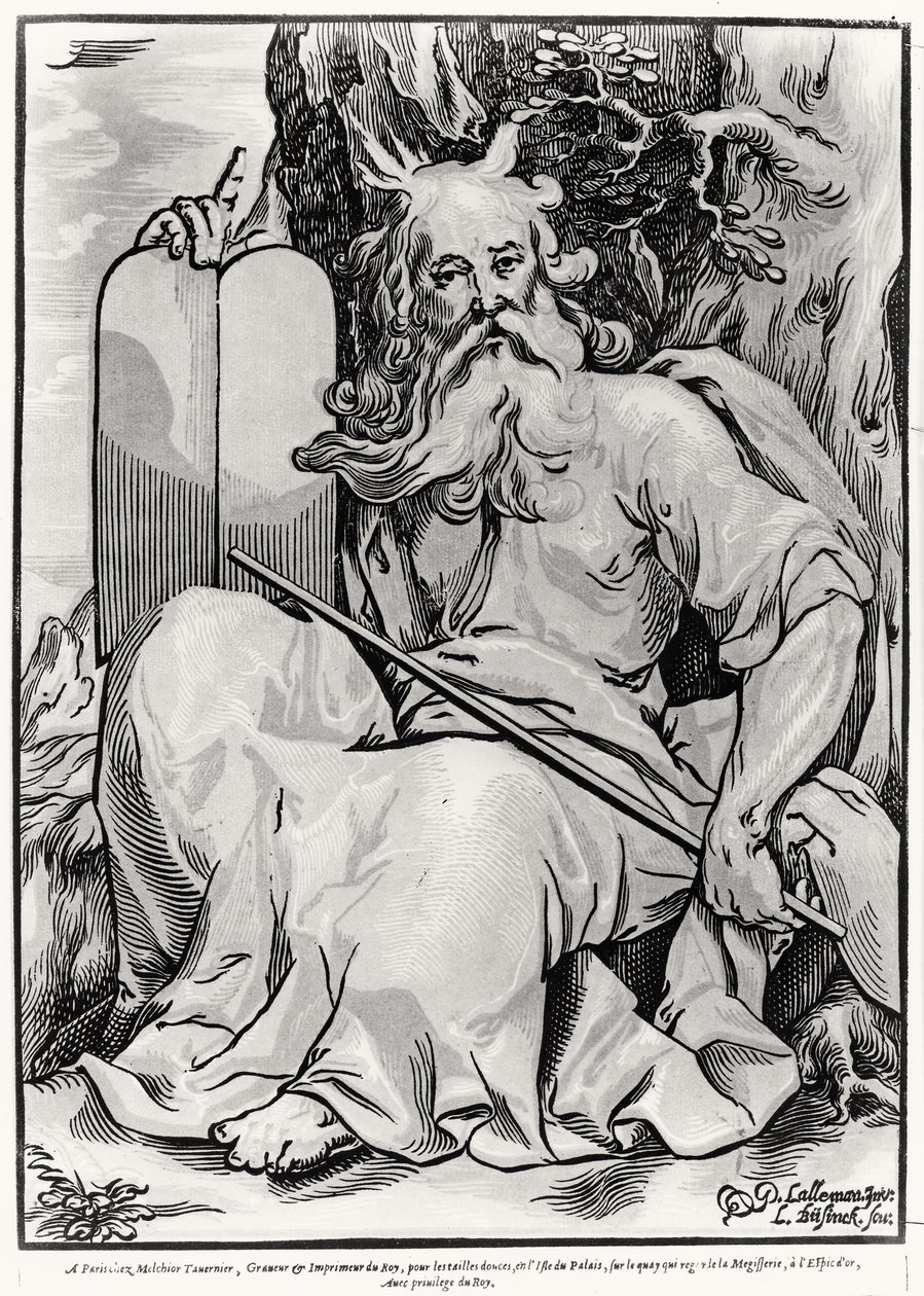 Moses, graverad av Ludwig Businck (ca 1590-efter 1630) av Georges after Lallemand