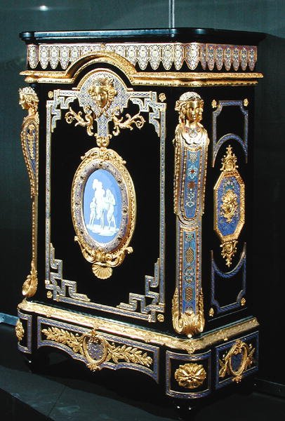 Skänk, ca 1855 (ebenholts, brons & målad emalj) av Georges and Legost Achille (fl.1855) Monbro