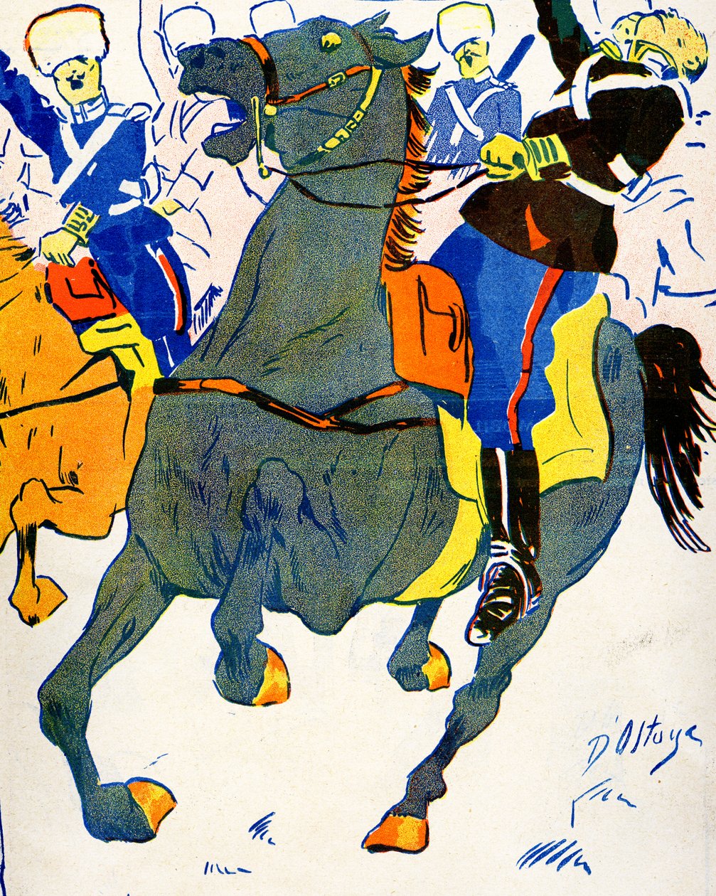 Bulgarien mobiliserar sina trupper för krig, 1908. . av Georges d 1878 1937 Ostoya