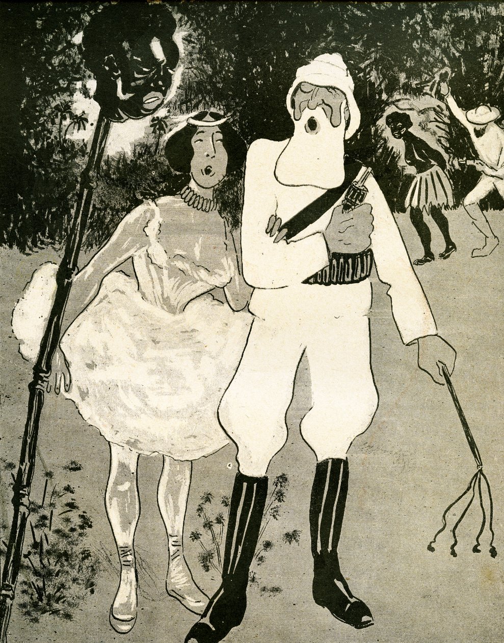 Leopold II och Cleo de Merode sjunger en operettduett, 1904. av Georges d 1878 1937 Ostoya