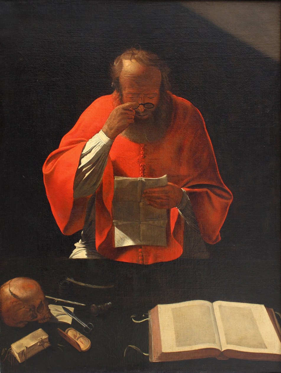 Saint Hieronymus läser kopia, ca 1636 av Georges de La Tour