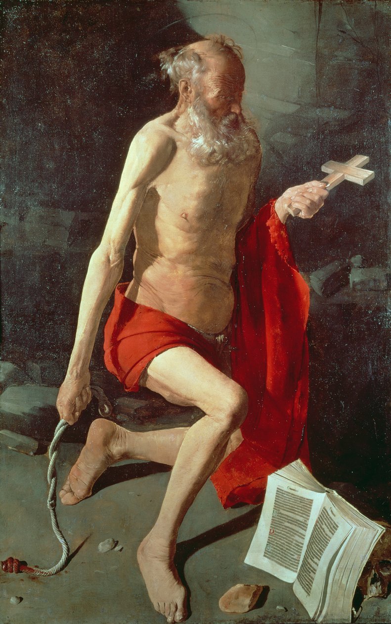 Sankt Jerome, ca. 1620 swed av Georges de La Tour