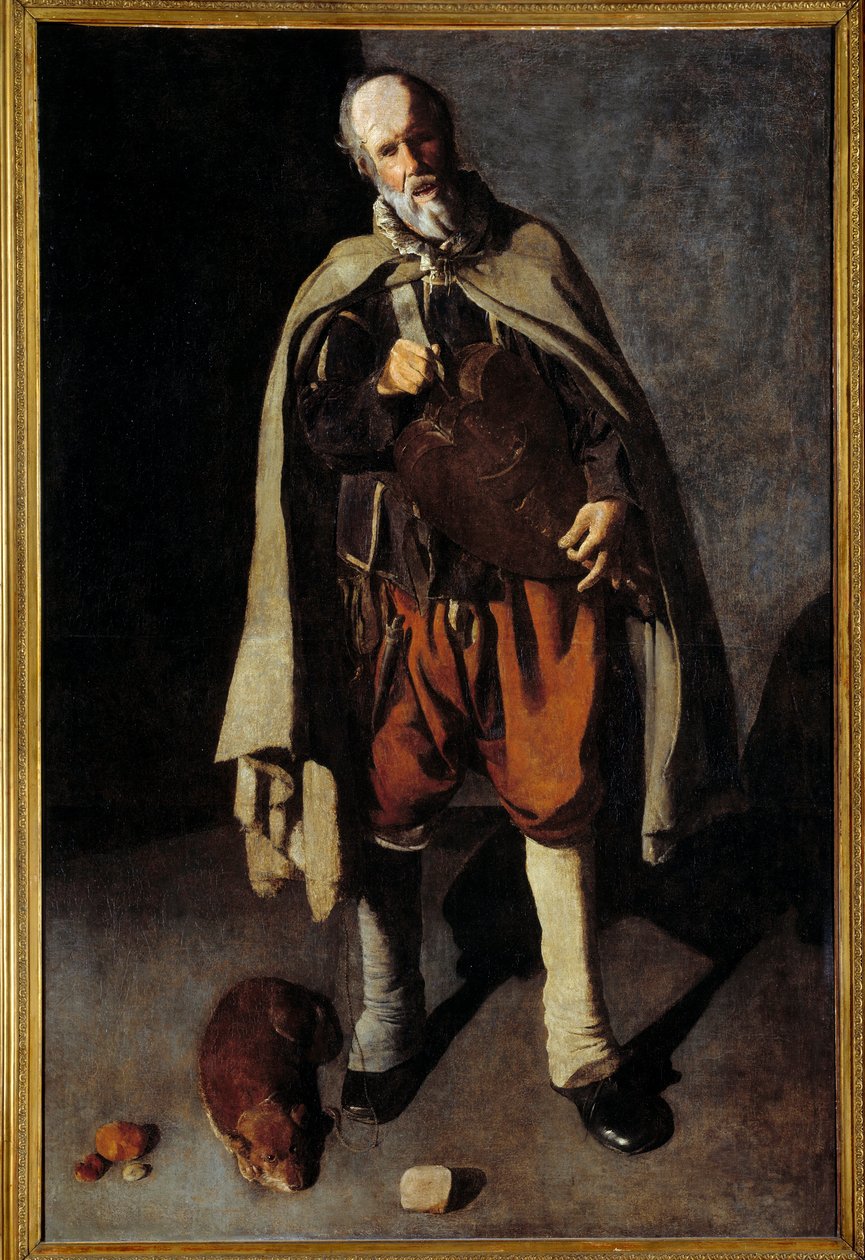 Den gamla hunden. Målning av George of the Tower (1593-1652) av Georges de La Tour