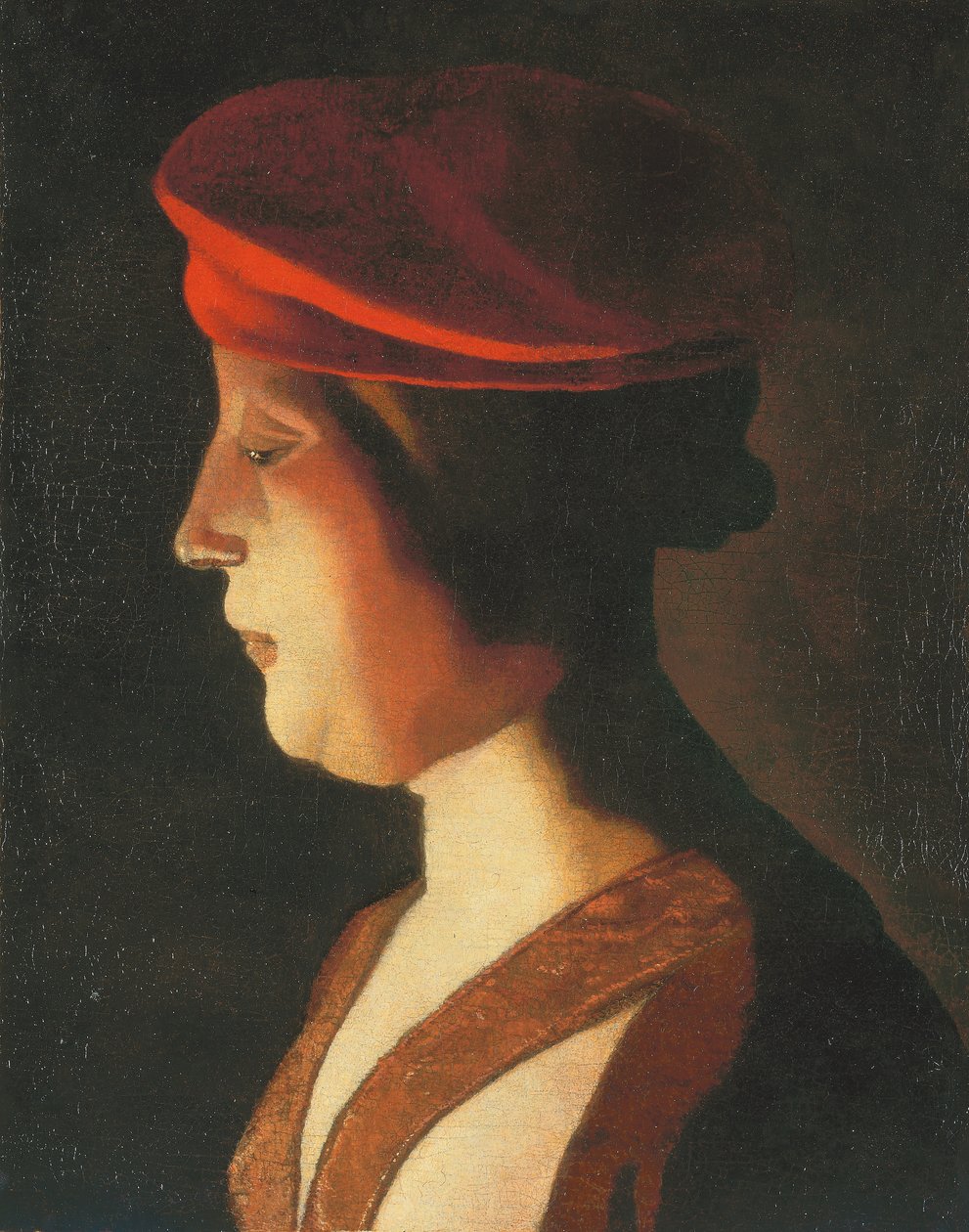 Huvudet av en kvinna; ett fragment (olja på duk) av Georges de La Tour
