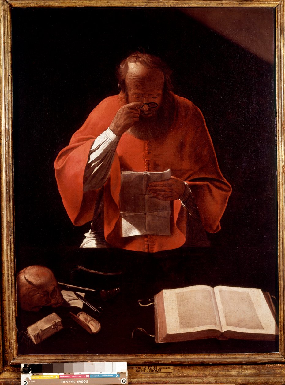 Representation av Saint Hieronymus som läser Målning av Georges de la Tour av Georges de La Tour