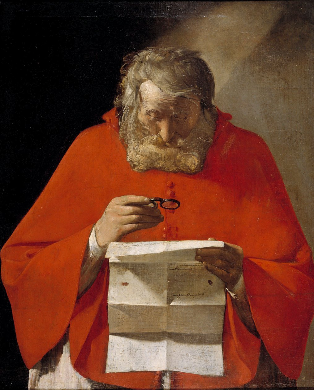Saint Hieronymus läser ett brev - Olja på duk av Georges de La Tour (1593-1652), c1628-1629 - Museo del Prado, Madrid av Georges de La Tour