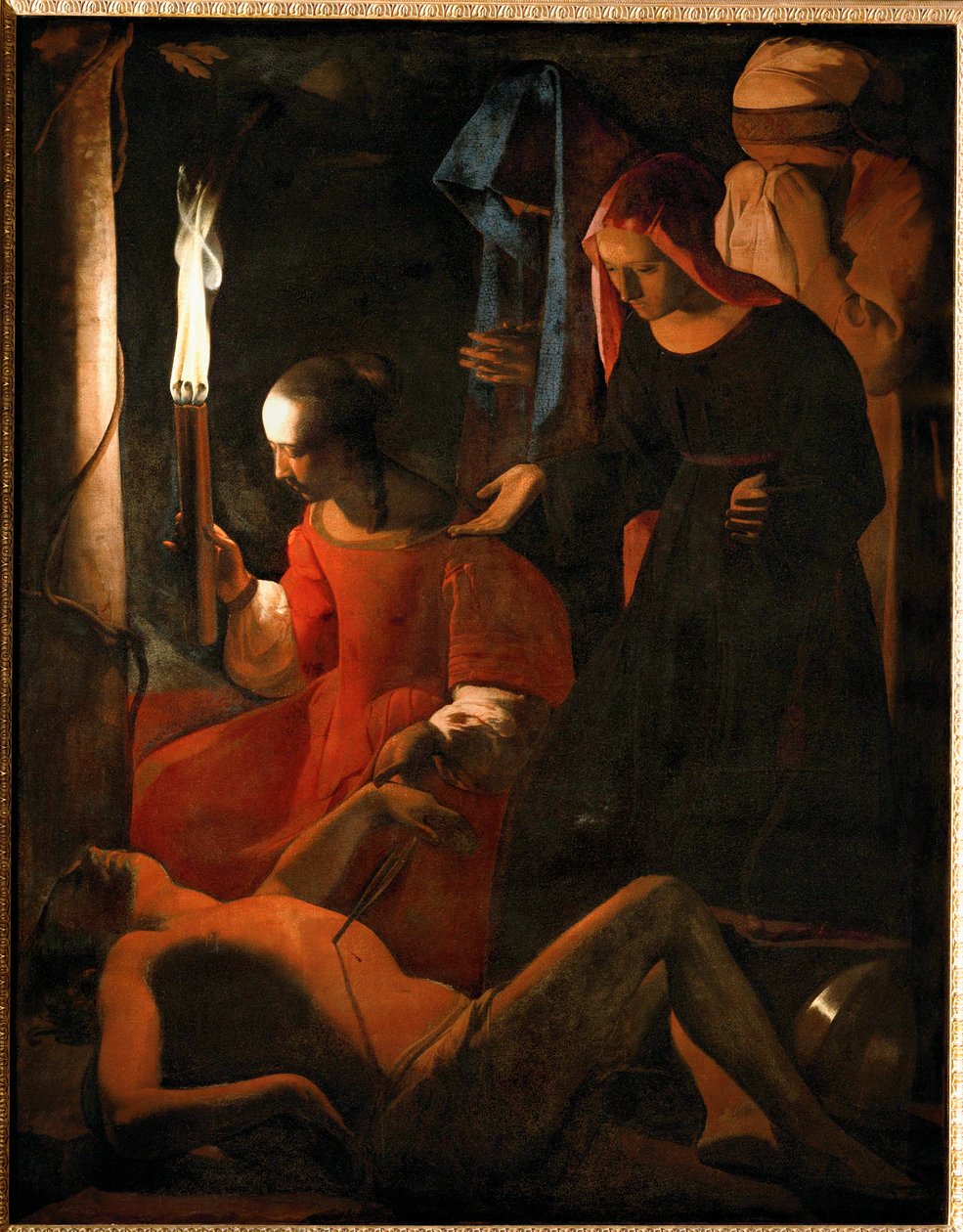 Sankt Sebastian vårdas av Sankt Irene... av Georges de La Tour