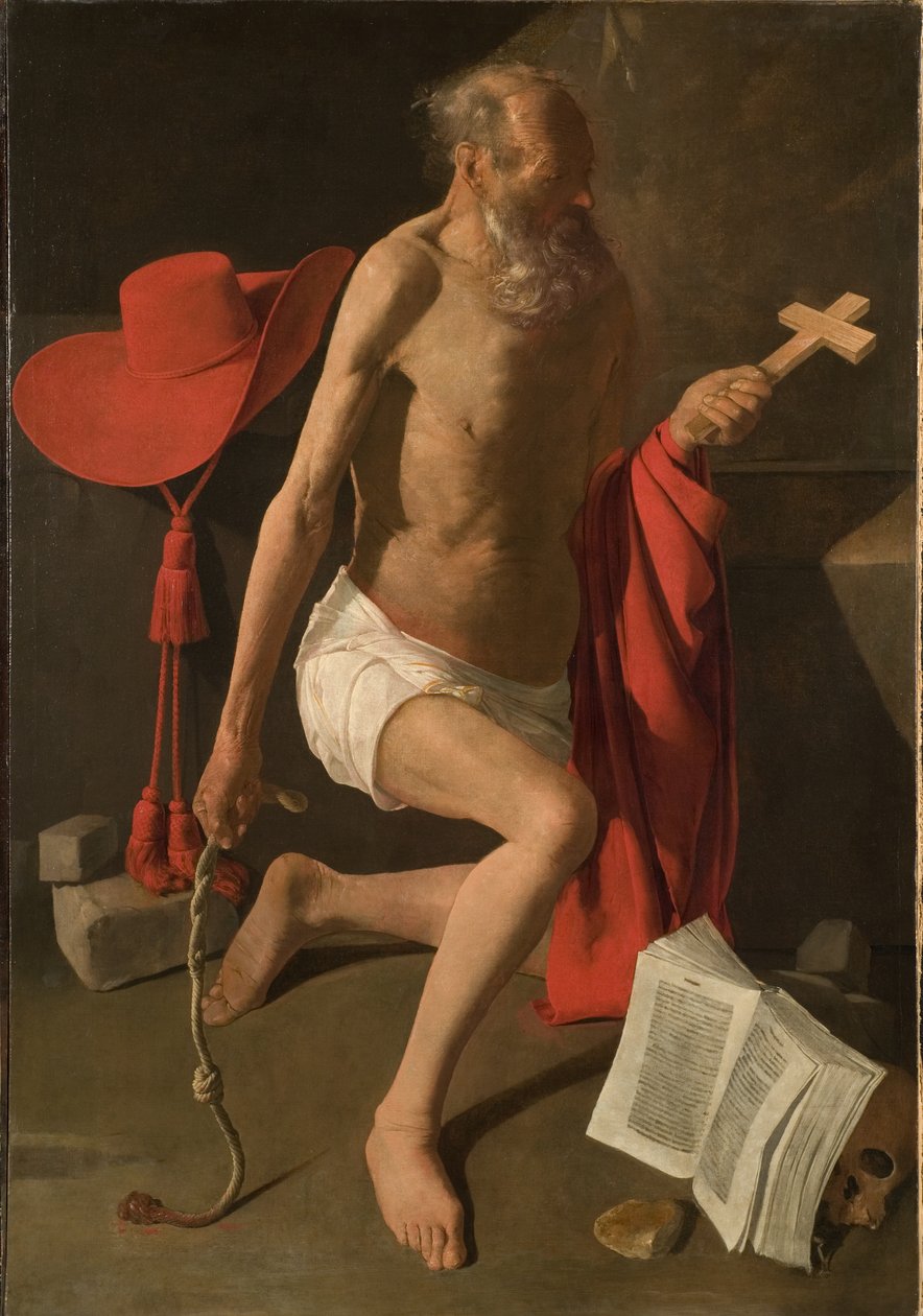 The Penitent St. Hieronymus (olja på duk) av Georges de La Tour