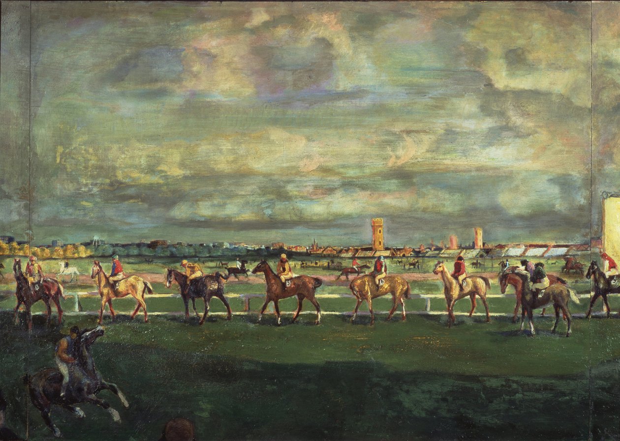 Hästkapplöpning, 1911 av Georgy Bogdanovich Yakulov
