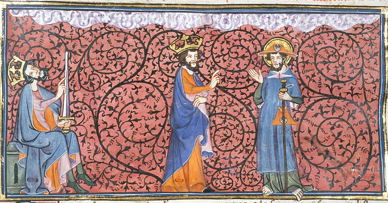 Karl den stores visioner av Vintergatan och James, från Chroniques de France ou de St Denis, 1300-talet (22690449466) av Georgia Levan Ramishvili from Tbilisi