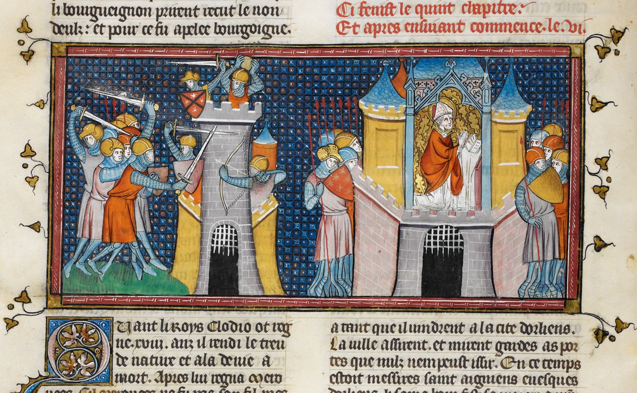 Hunnernas plundring av Orleans, Agnans bön, från Chroniques de France ou de St Denis, 1300-talet (22716441545) av Georgia Levan Ramishvili from Tbilisi