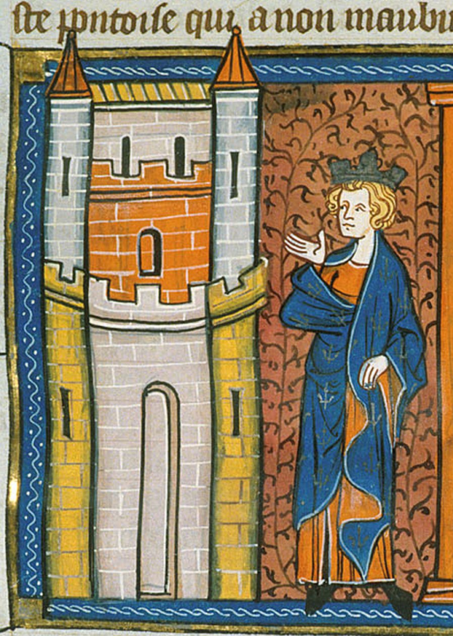 Ludvig IX framför fästningen, från Chroniques de France ou de St Denis, 1300-talet (22690438696) av Georgia Levan Ramishvili from Tbilisi