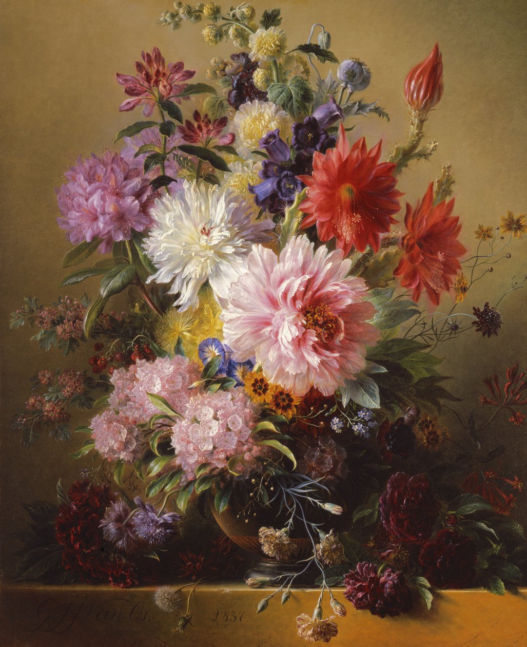 Stilleben med blommor, 1837 av Georgius Jacobus Johannes van Os