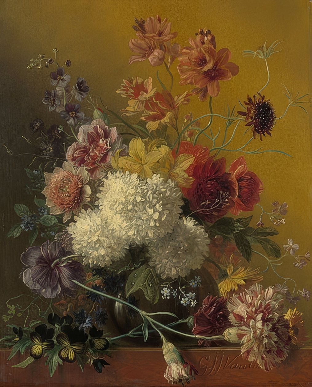 Stilleben med blommor av Georgius Jacobus Johannes van Os
