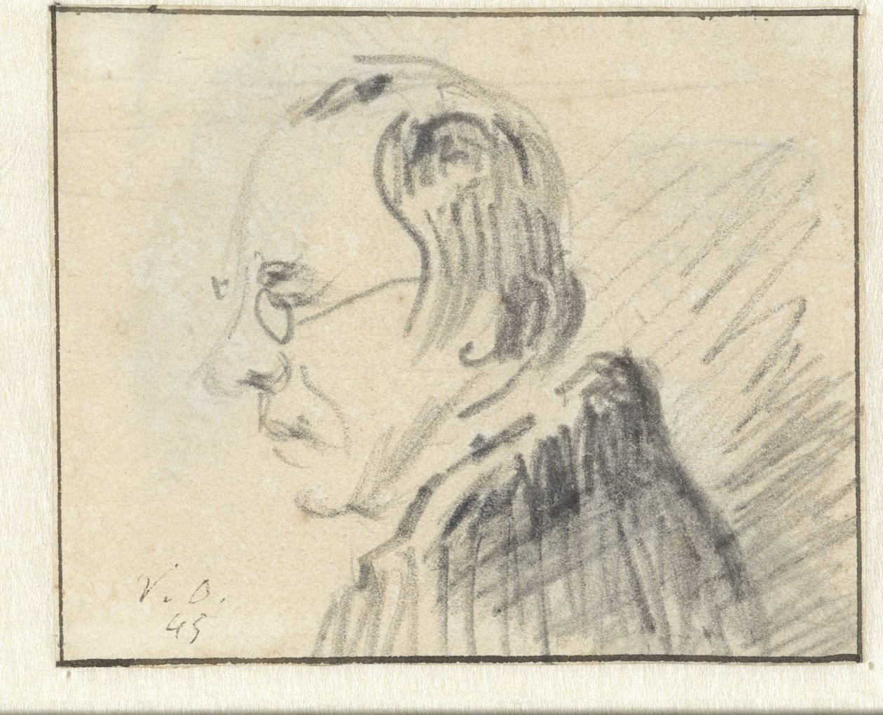 Profil av man med glasögon, vänd åt vänster av Georgius Jacobus Johannes van Os