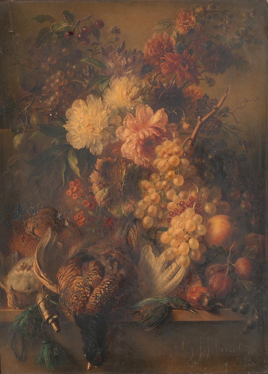 Fåglar och frukter av Georgius Jacobus Johannes van Os