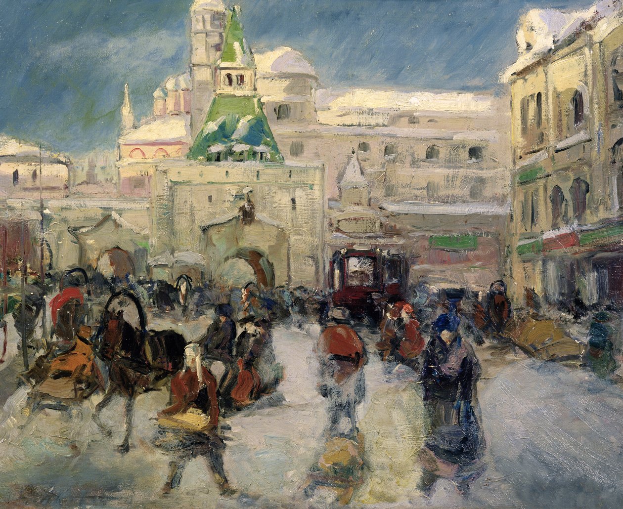 The Iljinskaja Place, Moskva, ca 1910 (olja på duk) av Georgiy Alexandrovich Lapshin