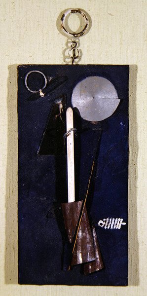 Rysk sjöman (abstrakt komposition), ca 1920 (blandteknik på träpanel) av Georgy (circle of) Stenberg