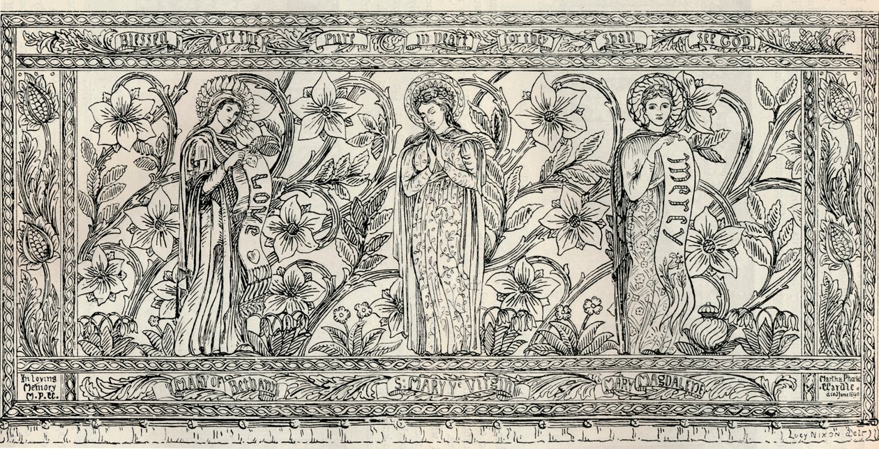 White Memorial Altar Cloth, Parish Church, Cheddleton, c1891 av Gerald Callcott Horsley
