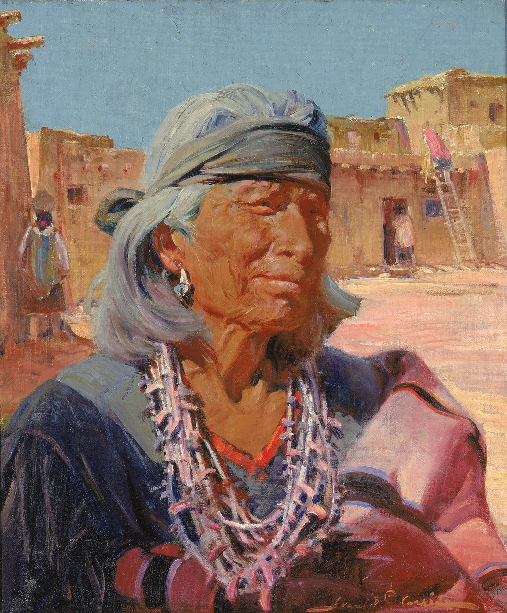 Gammal man från Zuni, överstepräst Cacique, 1924. av Gerald Cassidy