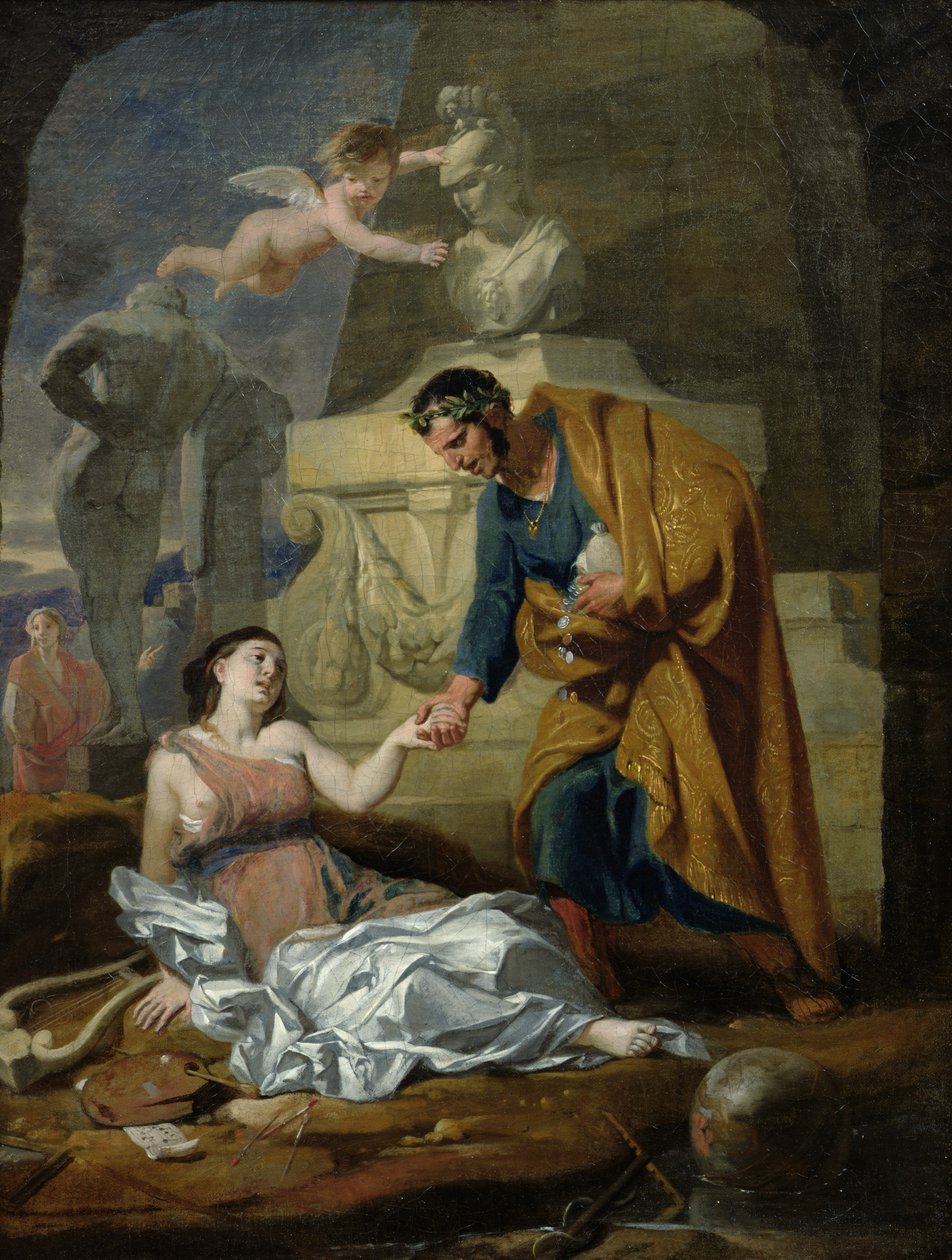 Allegory of the Arts and Patronage eller, kejsar Augustus (63-14 f.Kr.) Supporting the Arts, 1660-69 av Gerard de Lairesse