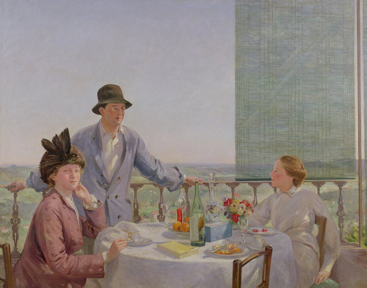 Porträttgrupp med Albert Rutherston (1881-1953) (Efter lunch) 1910 av Gerard Chowne