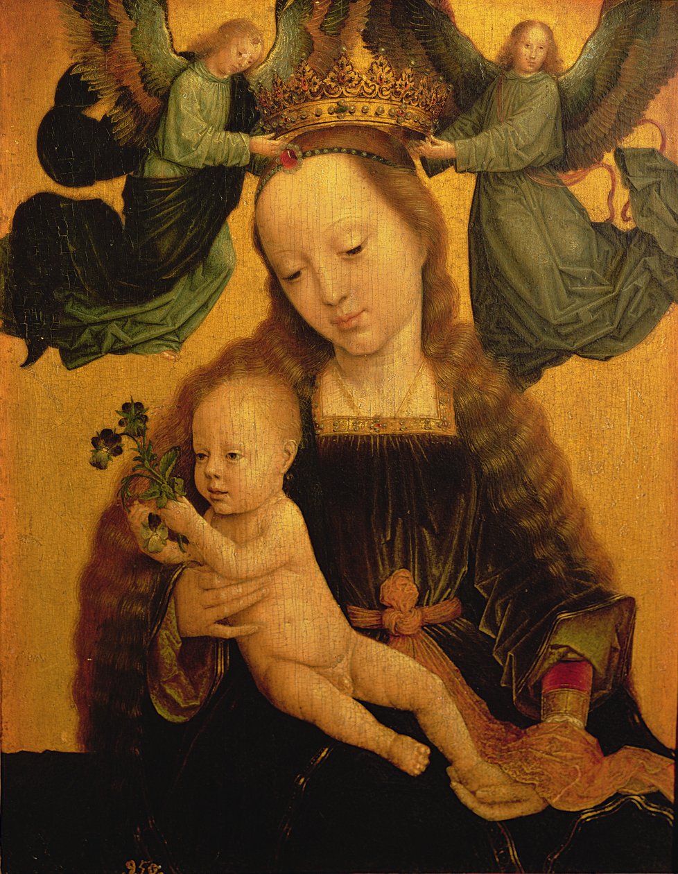 Madonna och barn krönt av två änglar, c.1520 av Gerard David