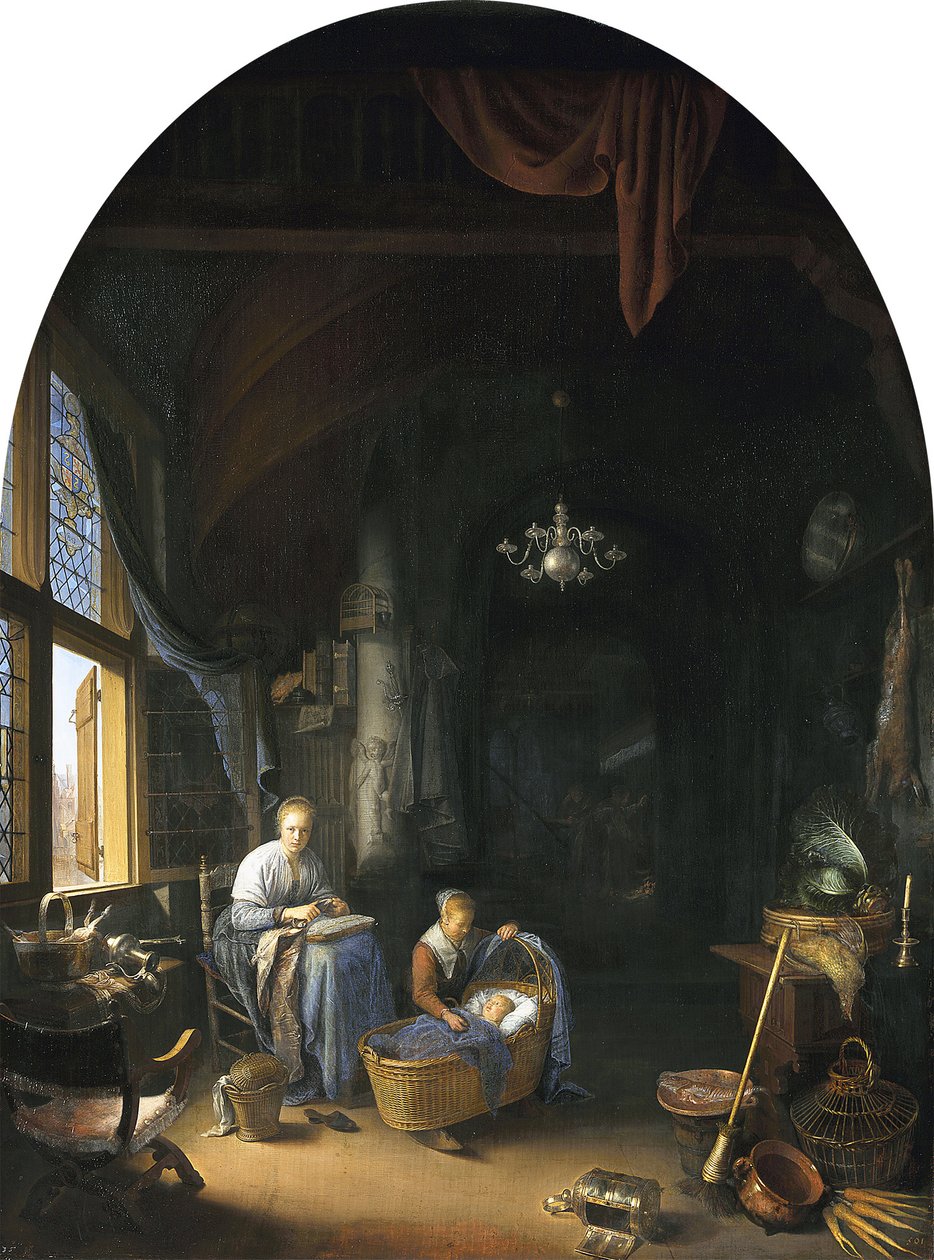 The young mother av Gerrit Dou
