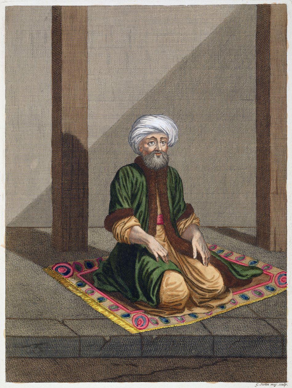 Turkisk man, ber, 1700-talet av Gerard Jean Baptiste Scotin