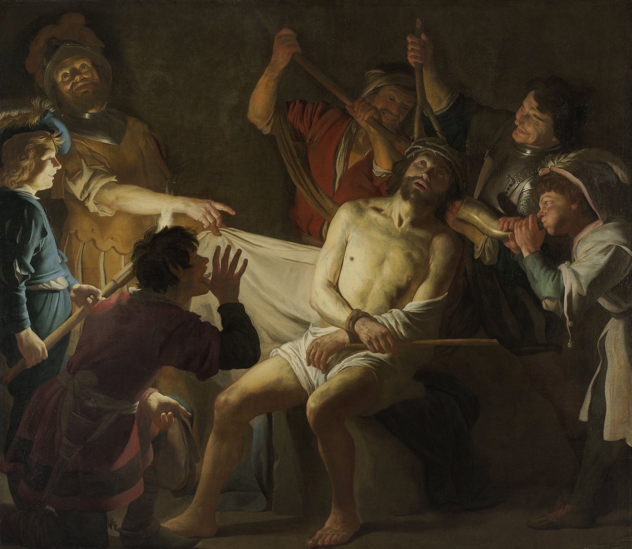 De doornenkroning van Jezus av Gerrit van Honthorst