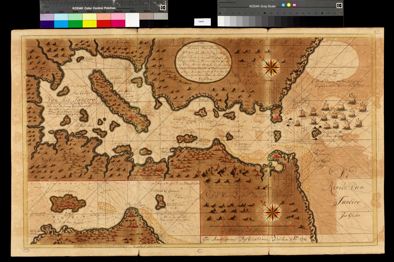 Karta över Rio de Janeirobukten, 1709-13 av Gerard van Keulen