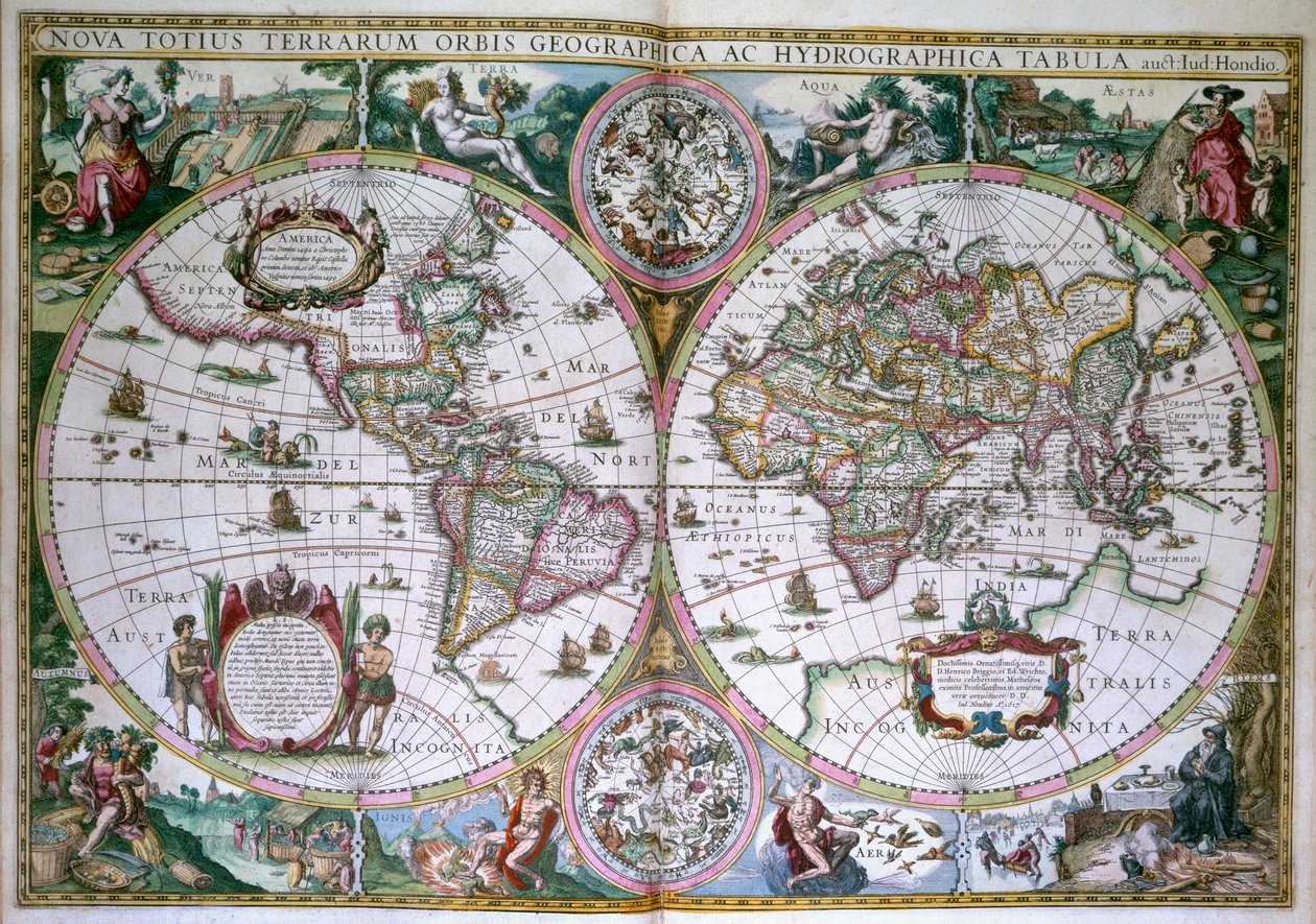 Världskarta. En ny värld av alla jordar av Gerard (after) Mercator