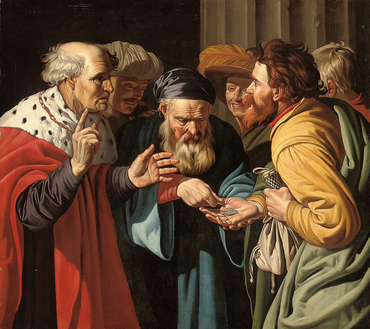 The Payment of Judas (olja på duk) av Gerard (manner of) Seghers