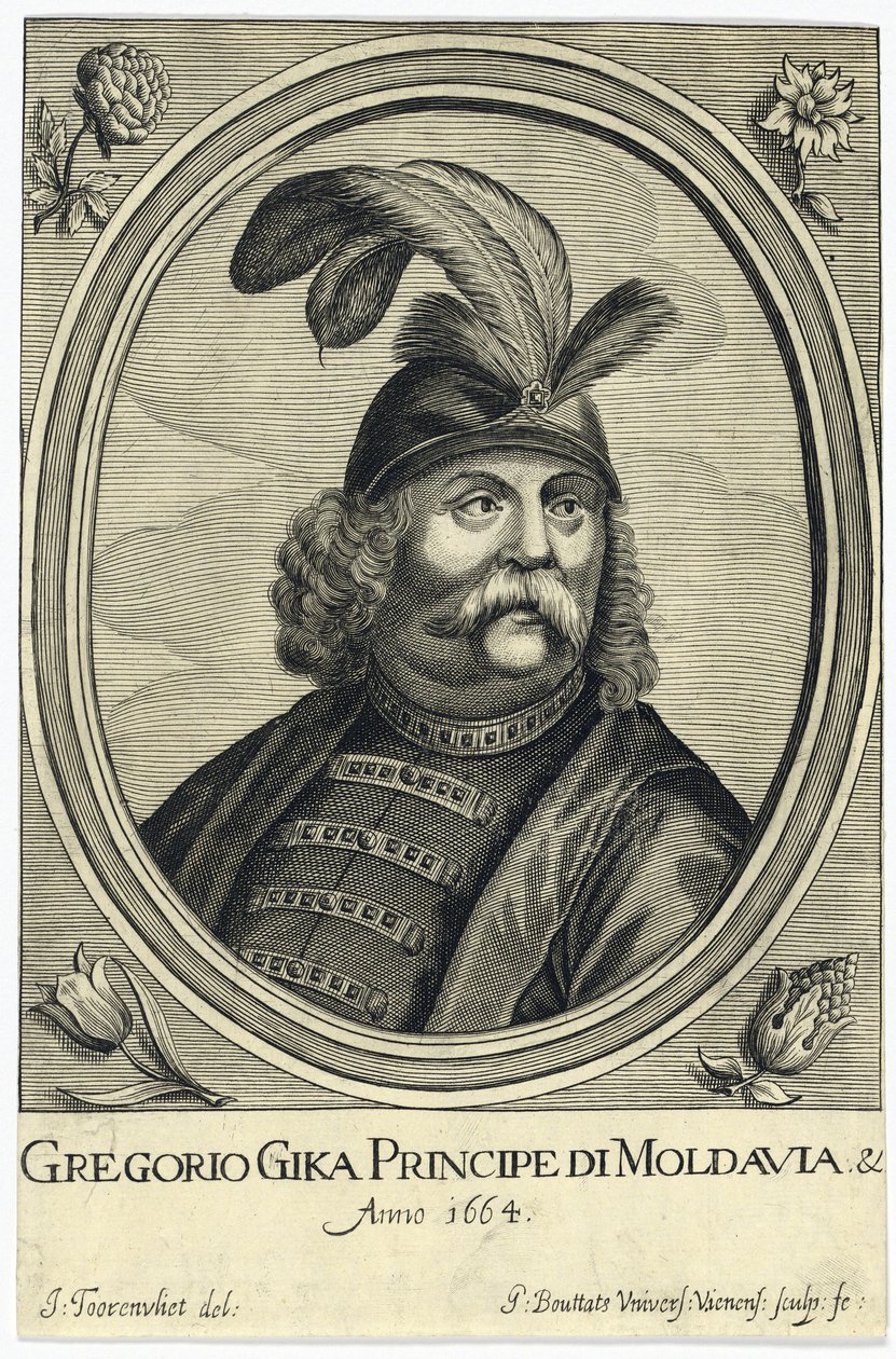 Grigore I Ghica (Ghika) (1628-1675), Prince of Wallachia par Bouttats, Gerard (ca 1630-efter 1668). Kopparstick, ca 1664, Privat samling av Gerard Bouttats