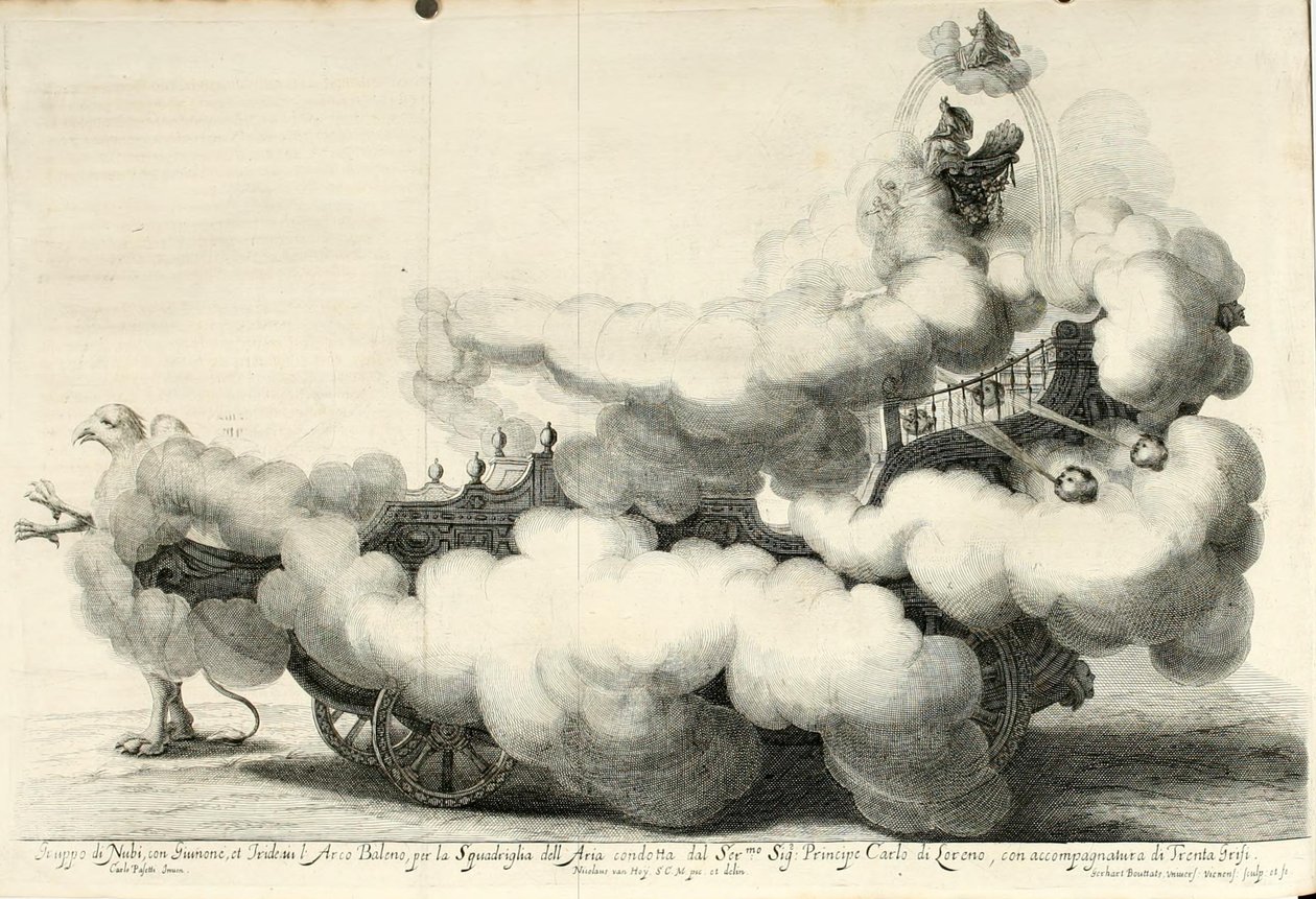 Segertvist om luft och vatten. Glädjefylld fest på hästryggen - Vagnen (1667) av Gerard Bouttats