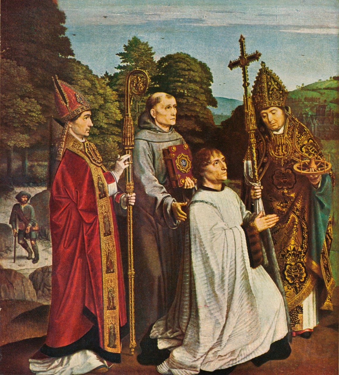 Kanon Bernardijn Salviati och tre heliga, 1501, 1909 av Gerard David