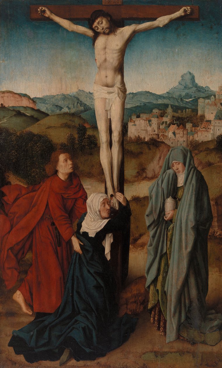 Korsfästelse med Jungfrun, Johannes och Magdalena av Gerard David