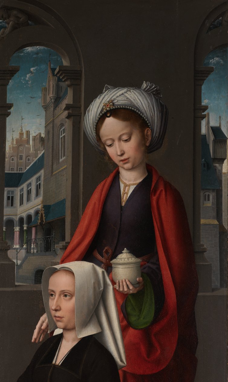 Detalj av en yttre panel av Kristi dop, ca 1502-08 (olja på panel) av Gerard David