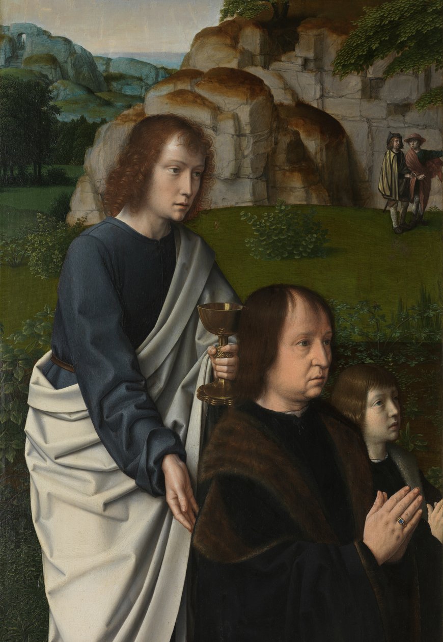 Detalj av den vänstra panelen av Kristi dop, ca 1502-08 (olja på panel) av Gerard David