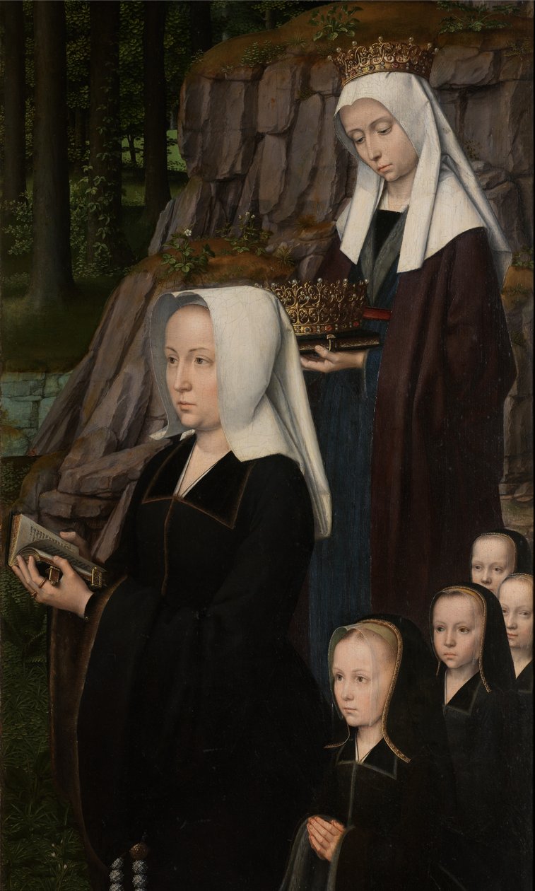 Detalj av den högra panelen av Kristi dop, c.1502-08 (olja på panel) av Gerard David