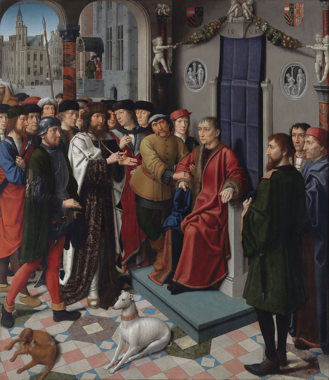 Nederländska: Kambyses dom: arresteringen av Sisamnes Kambyses dom: Arresteringen av Sisamnes av Gerard David