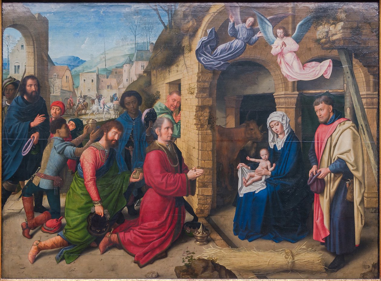 Tyska: Die Anbetung der Könige (kopia efter Hugo van der Goes) Magikernas tillbedjan av Gerard David