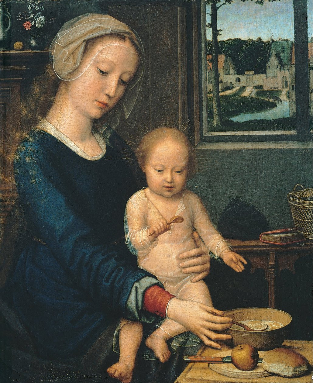 Madonna och barn med mjölksoppan, 1510-1515 av Gerard David